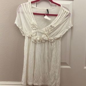 White blouse with Flowers on the front